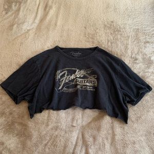 Lucky Brand Fender Guitar Cropped Tshirt